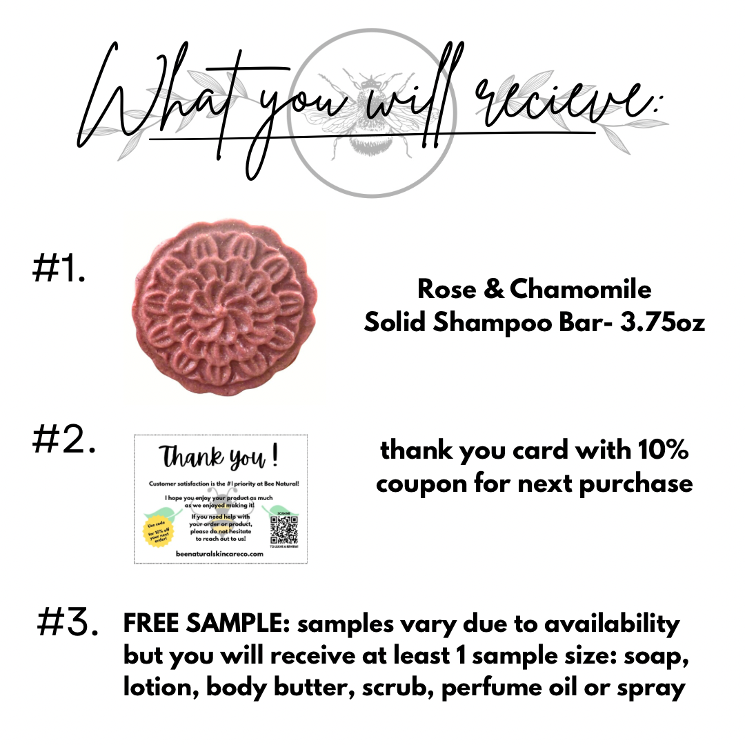 Rose & Chamomile Hydration & Shine Shampoo Bars- 3.75oz 🌱ALL NATURAL🌱
