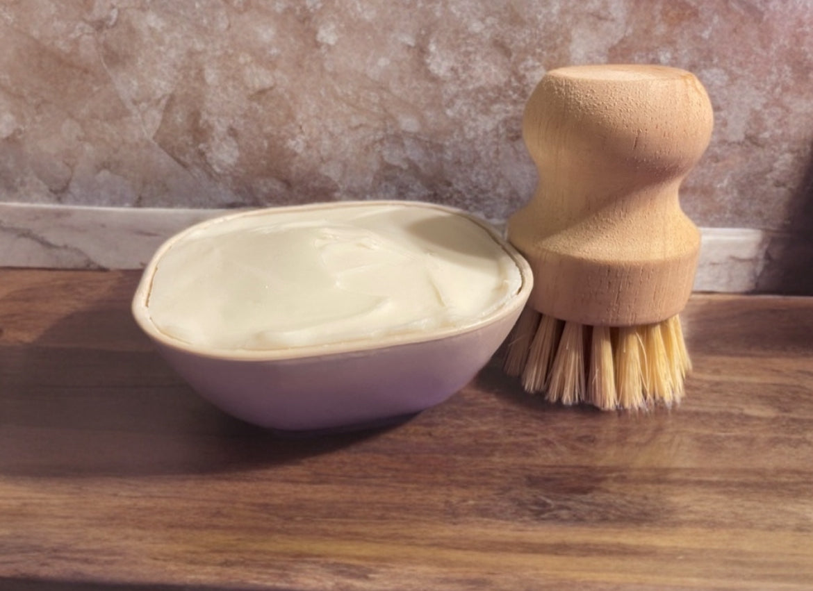 All Natural Solid Dish Soap with Bamboo Scrub Brush