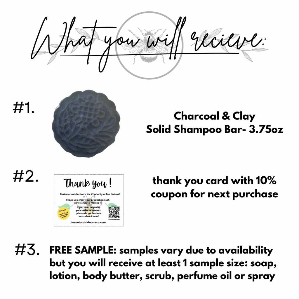 Charcoal & Clay Shampoo Bar for Dandruff-3.75oz 🌱ALL NATURAL🌱