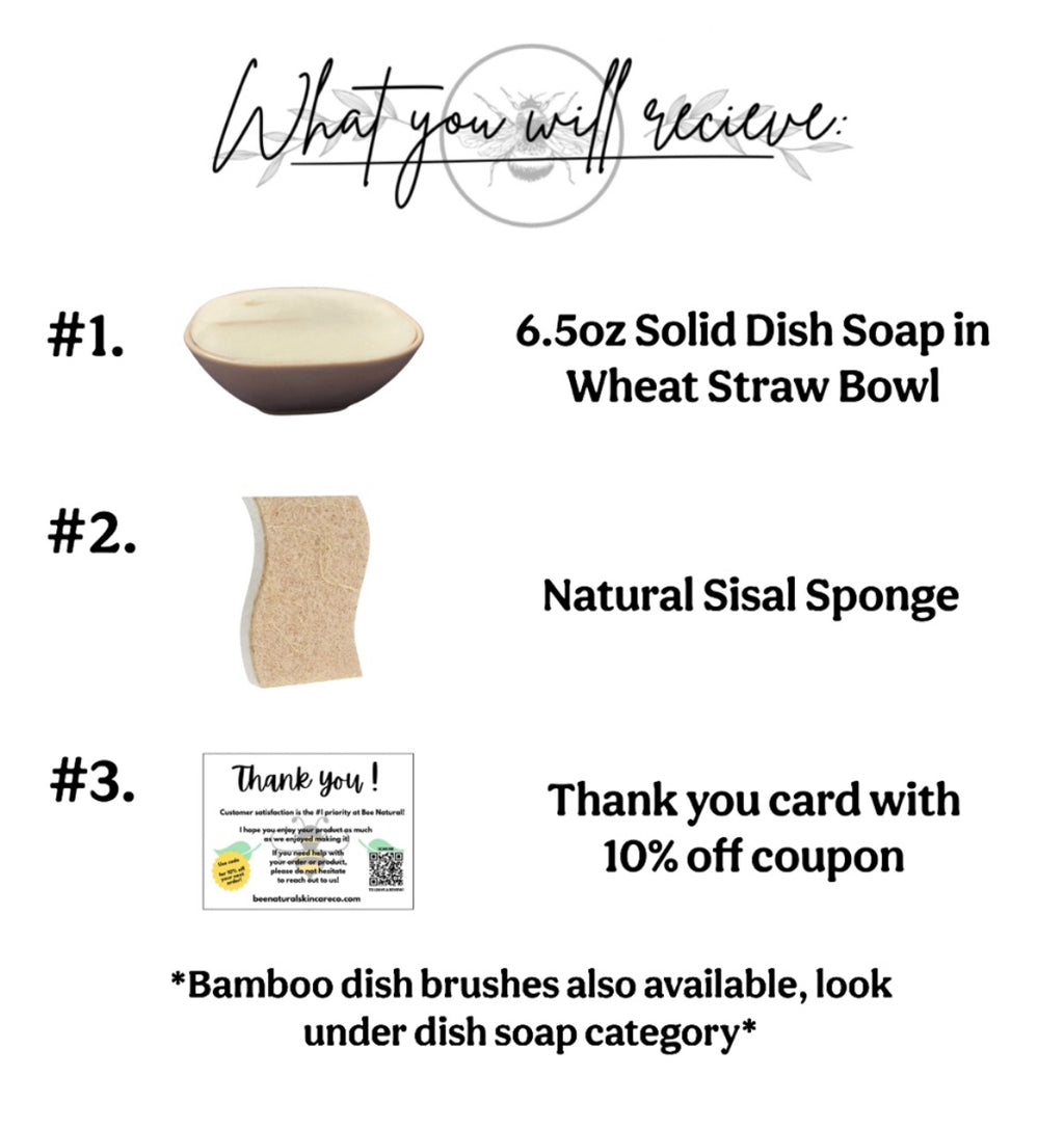 All Natural Solid Dish Soap with Sisal Sponge